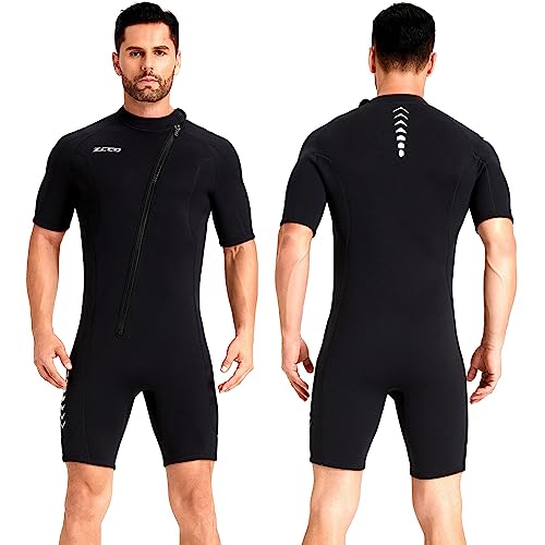 ZCCO Herren Neoprenanzug 3 mm, Shorty mit Frontreißverschluss für Tauchen, Surfen, Schnorcheln