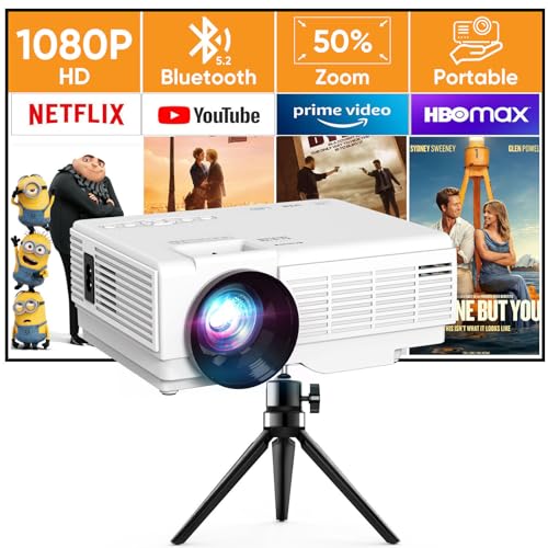 Entdecken Sie den YOOYAA Mini Beamer: Full HD 1080P, 50% Zoom und tragbar. Perfekt für Heimkino und Outdoor  kompatibel mit Smartphone, HDMI, USB und Fire TV Stick. Ideal für kreative Filmabende!