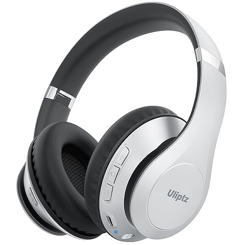 uliptz bluetooth kopfhörer over ear kabellos 65 stunden spielzeit hi-fi stereo faltbar silber
