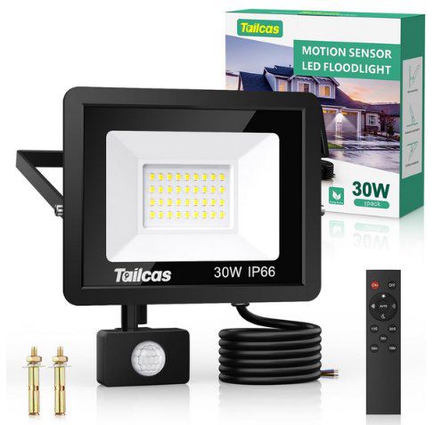 tailcas 30W LED strahler mit bewegungsmelder, preis 12,99 euro statt 20 euro