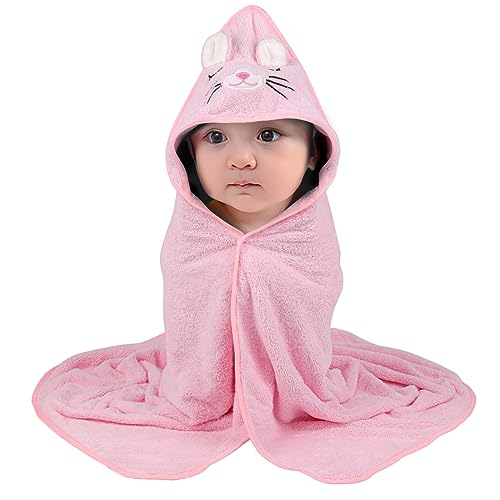 baby kapuzenhandtuch rosa 80x80cm weiches schnelltrocknend katze für babys und kleinkinder
