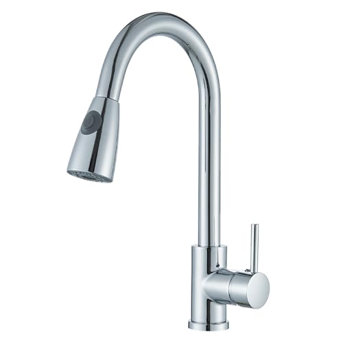 wasserhahn küche ausziehbar, hochdruck armatur mit 360 schwenkbrause edelstahl nickel
