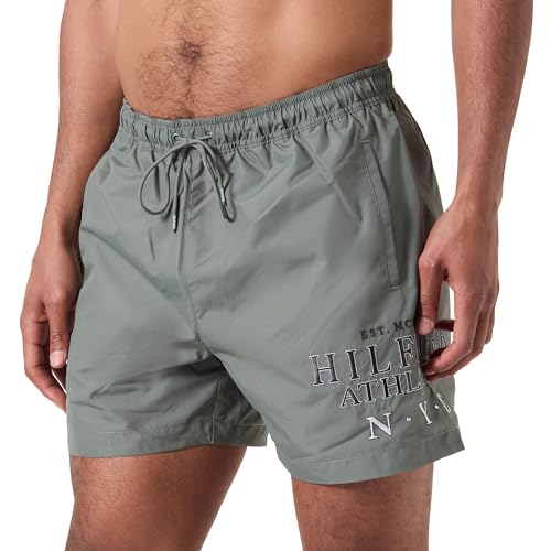 tommy hilfiger herren badeshorts mittellang drawstring stonewash green, m