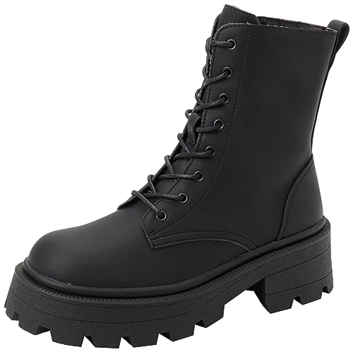 onlbanyu-3 monochrome schnürstiefel aus pu in schwarz