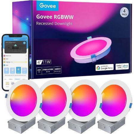 Produktbild: govee smart led einbaustrahler 4x wifi alexa 120mm für 77,99 statt 100