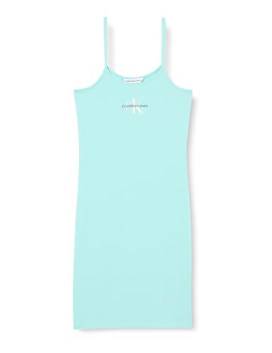 Calvin Klein Jeans damenkleid monologo schmale träger türkis blue tint L