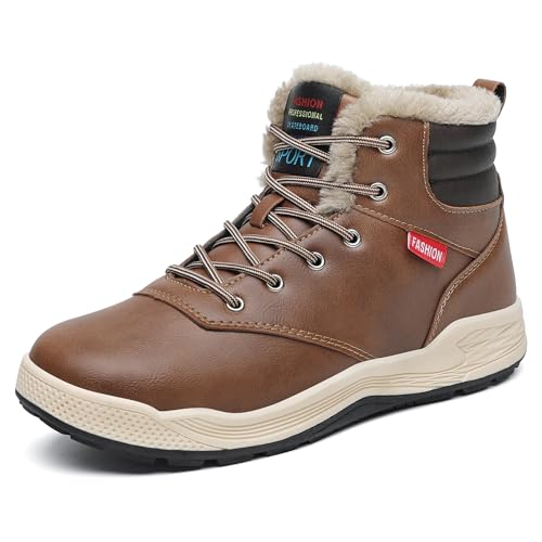 dannto herren schneestiefel warm gefütterte winterstiefel hellbraun, 44