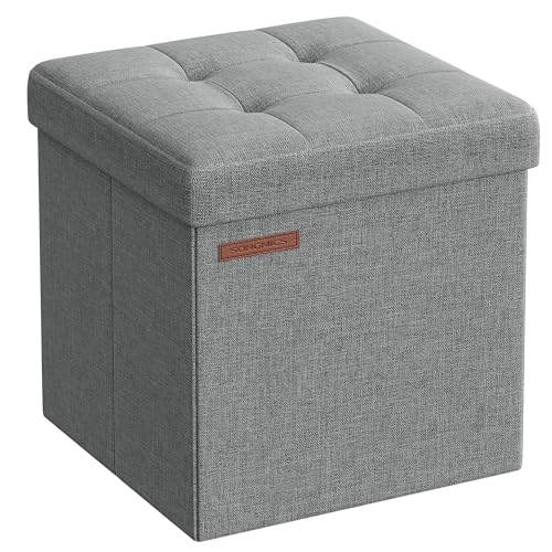 songmics sitzhocker mit stauraum, klappbare banken, 30 x 30 cm, hellgrau