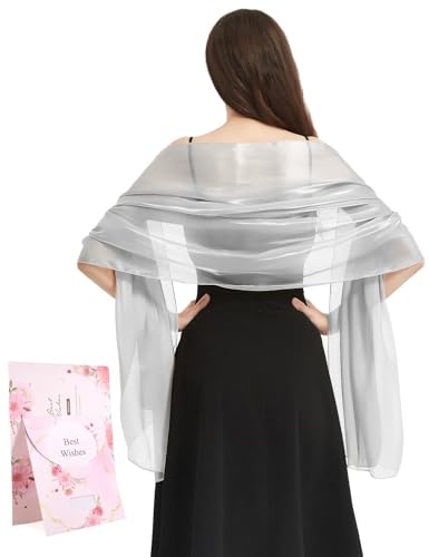Niwicee Stola Damen Schal Festlich Metallisch Abendkleid Hochzeit Grau