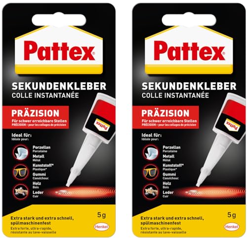 Pattex Sekundenkleber doppelpack, superkleber punktgenau ohne nachtropfen, 2x5g