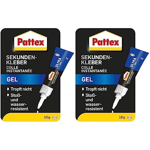 pattex super glue ultra gel, extra stark und flexibel, 2 x 10 g, schock- und wasserbeständig