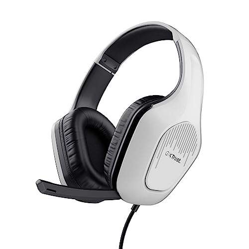 gaming headset trust gxt 415ps zirox für ps5, 50-mm-treiber, kabel, mikrofon, weiß