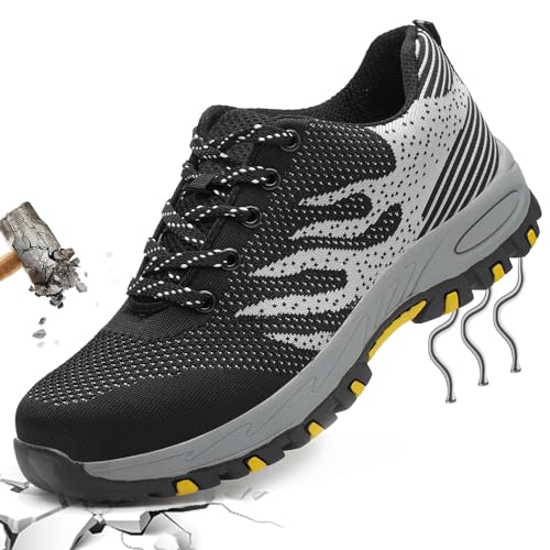 phmnzip arbeitsschuhe herren stahlkappe sicherheitsschuhe grau größe 42