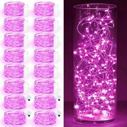 led lichterkette rosa 1m 16 stück batterie wasserdicht für party weihnachten innen außen