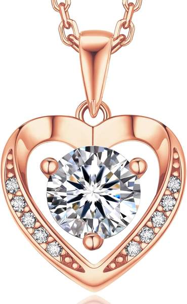 moissanite halskette damen herz rosegold 925 silber geschenk für mama freundin mit geschenkbox