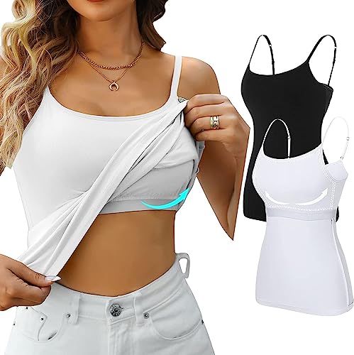 baumann-tank tops damen 2er pack mit regulierbarem bh, attraco camisole basic