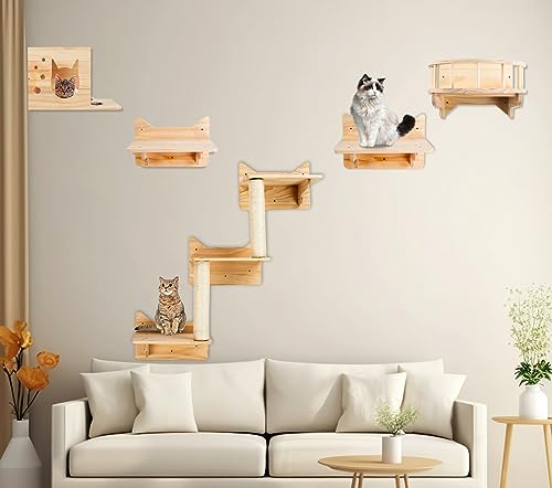 katzen kletterwand set - katzenregale für die wand, wandmontage kletterhilfe