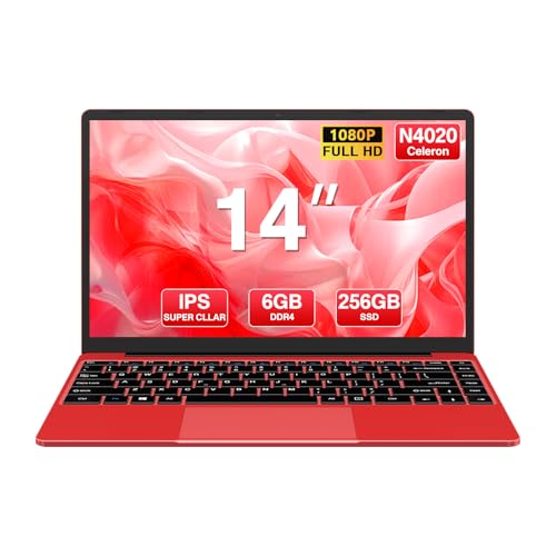 wozifam 14 zoll laptop win 11, metallgehäuse, 256 gb ssd, 1 tb, 1080 fhd, rosa tastaturcover