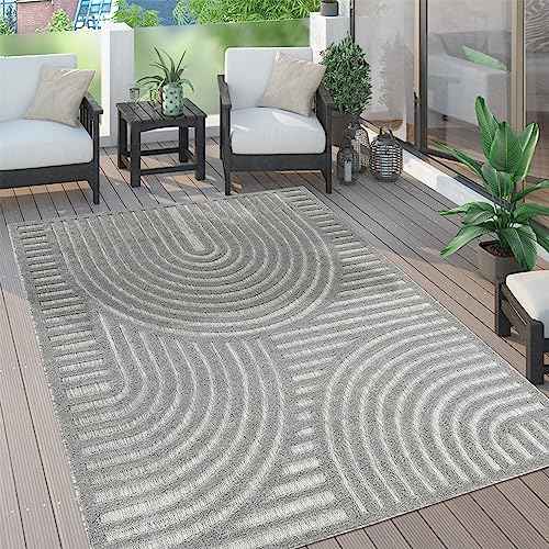 paco home outdoor teppich wetterfest 80 x 250 cm anthrazit boho skandinavisch 3d-effekt