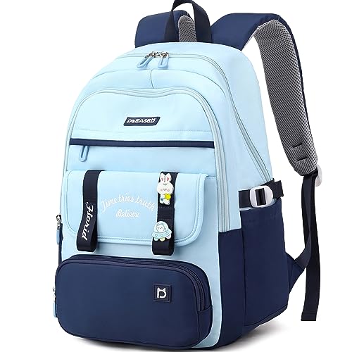 myhozee schulrucksack blau für jungen und mädchen, wasserdicht, groß, alltagstasche