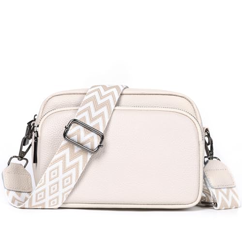 TANTOMI umhängetasche damen, echtes leder crossbody bag mit breitem schultergurt