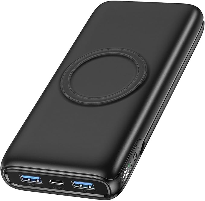 wireless powerbank 27000mAh, feelle 22,5W schnellladen, pd qc 3.0, 4 ausgänge, schwarz