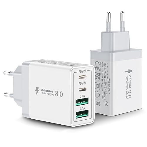 usb c ladegerät 2er pack 40w schnellladegerät aioneus 4 ports pd qc netzteil für iphone samsung