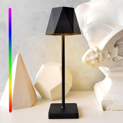 kernowo tischlampe akku kabellos touch dimmbar RGB 5 modi IP55 schwarz