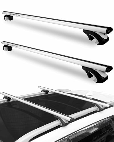 komsepor dachgepäckträger universal 55", 2-teilig, aluminium, für fahrradträger, dachboxen, skihalter, 90 kg