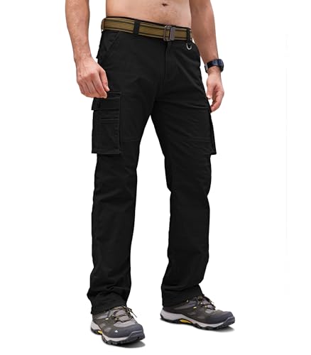 cindeyar cargohose herren relax fit baumwolle wanderhose outdoor hosen schwarz xl