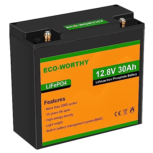 lifepo4 batterie 12v 30ah mit bms, eco-worthy lithiumbatterie für wohnmobil, boot, camping