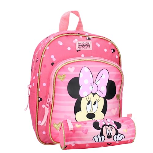 rucksack set minnie mouse rosa 31 cm kinder schulranzen geschenkidee, federmäppchen