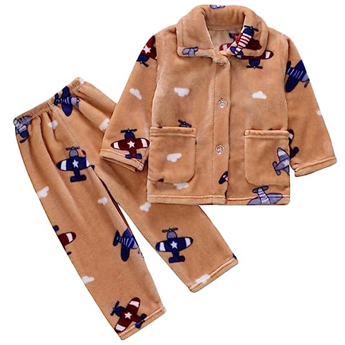barrageon baby hauskleidung flanell heimanzug pyjama schlafanzug kinder unisex khaki 0-12 monate