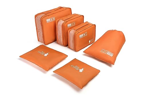 Produktbild: packing cubes set 6 teilig von sea choice, koffer organizer mit reißverschluss, orange