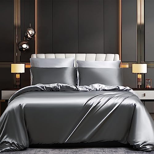 luofanfei satin bettwäsche 220x240 grau glänzend seide kühlend wendebettwäsche 80x80 cm