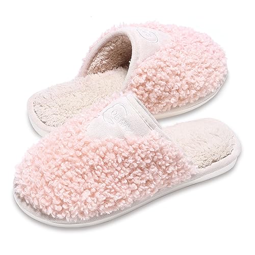 Hausschuhe Damen Herren Plüsch Rutschfeste Memory Foam Pantoffeln Rosa 37/38EU