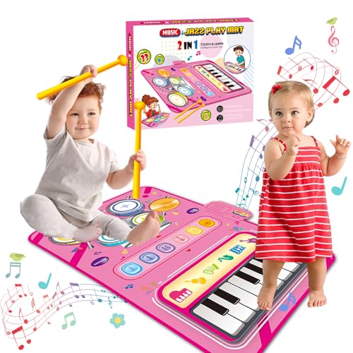 dqmoon musikmatte mit trommelstöcken, klaviermatte für kinder 3-6 jahre, geschenke