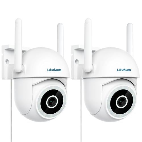 litokam 2.5K Überwachungskamera außen 4MP WLAN mit Bewegungsmelder, 360 Grad, 2 Stück