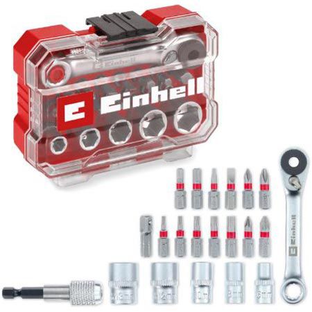 einhell xs-case 21-teiliges bit- und steckschlüssel-set für 14,99 euro