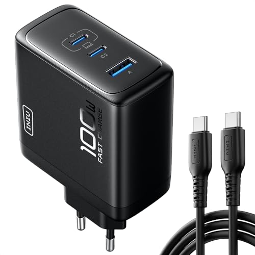 100W usb c ladegerät INIU, 3-ports schnellladegerät für macbook, iphone, galaxy, steam deck