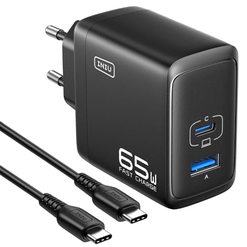 ini 65w usb c ladegerät, 2-port gaN netzteil für macbook, iphone, galaxy s23