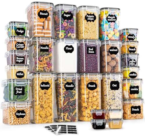 gomaihe aufbewahrungsgläser set 28-teilig, luftdicht, kunststoff, 2 l, 1,4 l, 0,8 l