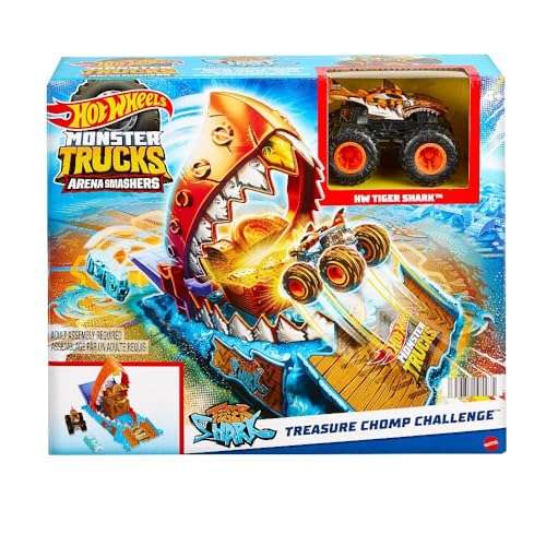 hot wheels monster trucks arena smashers tigerhai spielset mit die-cast truck