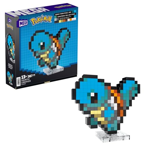 pokemon schiggy figur 15 cm retro-look pixel art mit wandbasis für sammler