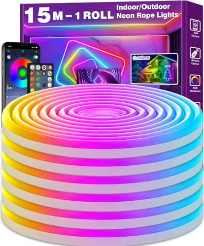 neon led strip 15m, AILBTON flexible rgb lichtstreifen, app/remote steuerung, ip65 waterproof