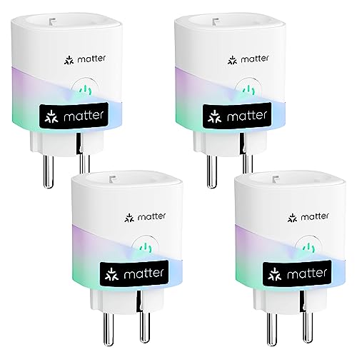 meross matter smart steckdose wlan mit stromzähler, sprachsteuerung, 16a, 4er set