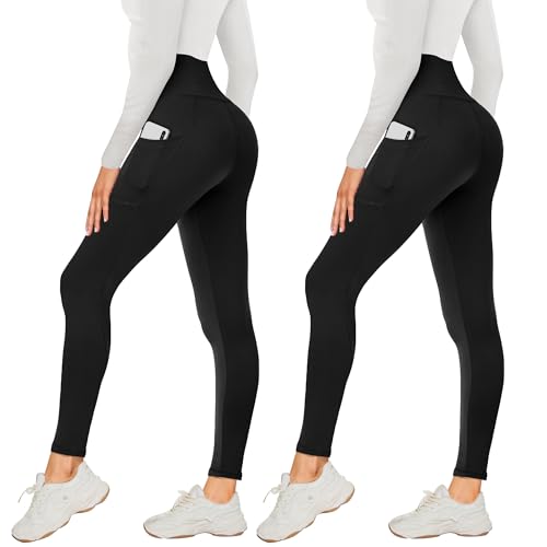 AMIYOYO leggings für damen 2er pack high waist blickdicht elastisch für yoga fitness