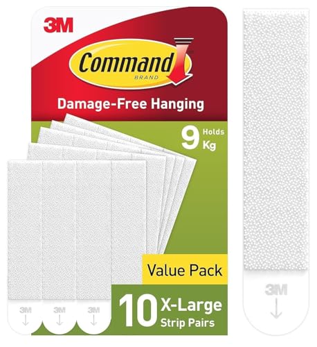 command adhesive strips 10 x 2 x-large 20 stück weiß für bilderrahmen bis 9 kg