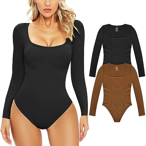 svanco body damen langarm bodysuit shaping body shaper bauchweg mit u-kragen