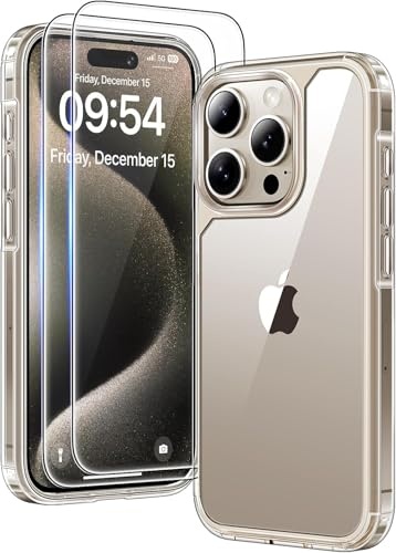 tauri iPhone 15 Pro hülle, 6,1", militärischer schutz, stoßfest, transparent